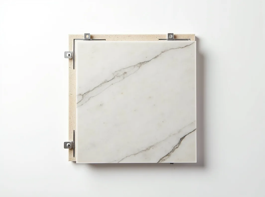 Top-down flat lay of natural marble floor heating panel tile showing crisp stone surface texture